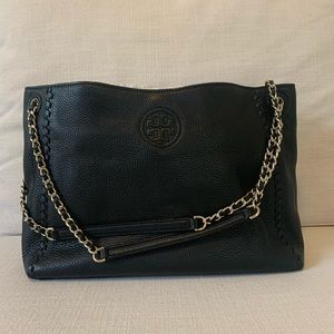 Tory Burch Marion Chain Slouchy Tote, Black